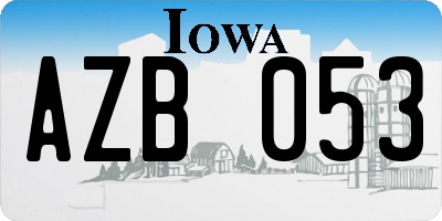 IA license plate AZB053