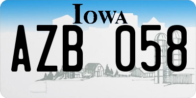 IA license plate AZB058