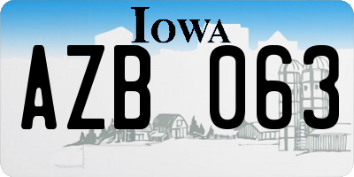 IA license plate AZB063