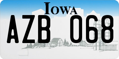IA license plate AZB068