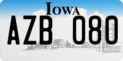 IA license plate AZB080