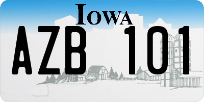 IA license plate AZB101