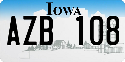 IA license plate AZB108
