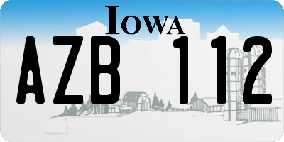 IA license plate AZB112