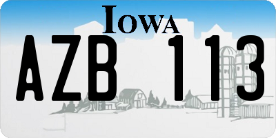 IA license plate AZB113