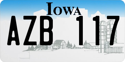 IA license plate AZB117