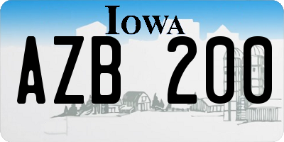 IA license plate AZB200