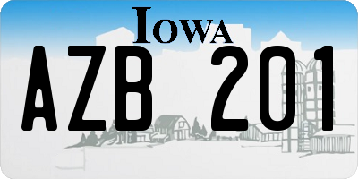 IA license plate AZB201