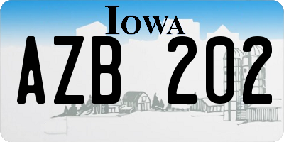 IA license plate AZB202