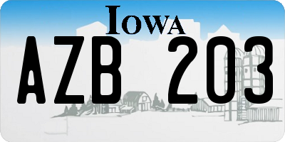 IA license plate AZB203