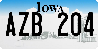 IA license plate AZB204