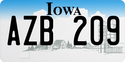 IA license plate AZB209