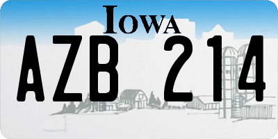 IA license plate AZB214