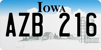 IA license plate AZB216
