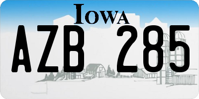IA license plate AZB285