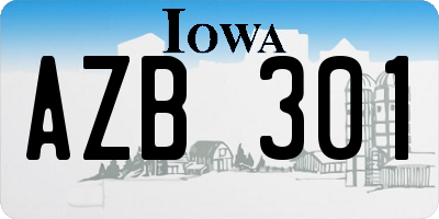 IA license plate AZB301