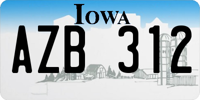 IA license plate AZB312