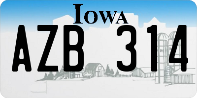 IA license plate AZB314