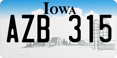 IA license plate AZB315