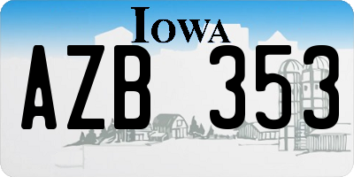 IA license plate AZB353