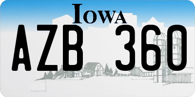 IA license plate AZB360