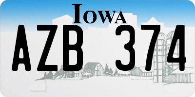 IA license plate AZB374