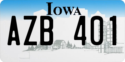 IA license plate AZB401