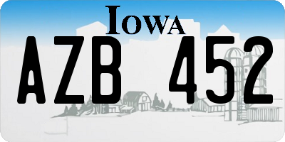 IA license plate AZB452