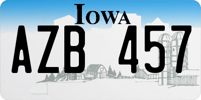 IA license plate AZB457