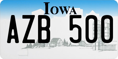 IA license plate AZB500