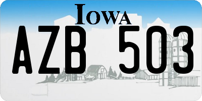 IA license plate AZB503
