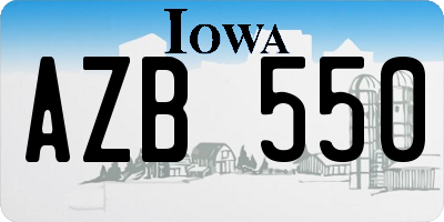 IA license plate AZB550