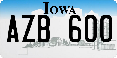 IA license plate AZB600