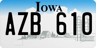 IA license plate AZB610