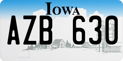 IA license plate AZB630