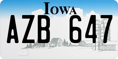 IA license plate AZB647