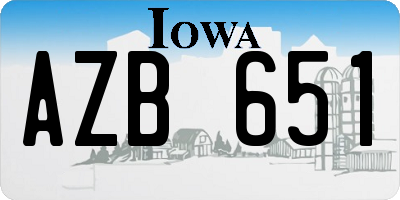 IA license plate AZB651