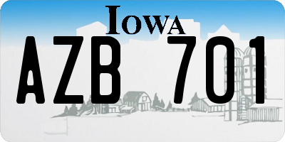IA license plate AZB701