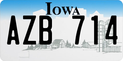 IA license plate AZB714