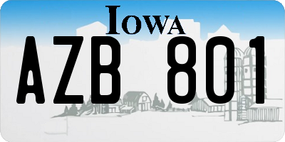 IA license plate AZB801