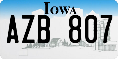 IA license plate AZB807