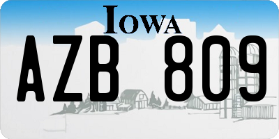 IA license plate AZB809