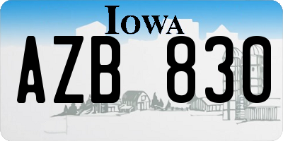 IA license plate AZB830