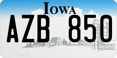 IA license plate AZB850