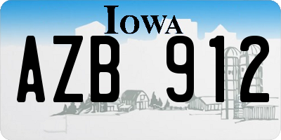 IA license plate AZB912