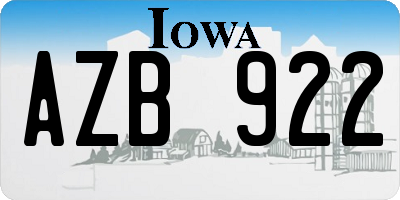 IA license plate AZB922