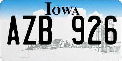 IA license plate AZB926