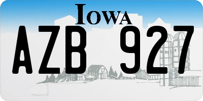IA license plate AZB927
