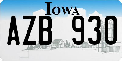 IA license plate AZB930