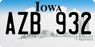 IA license plate AZB932